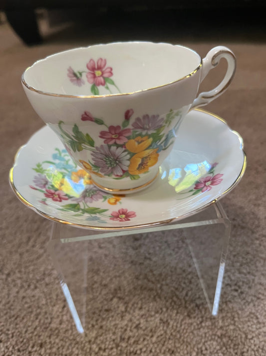 Floral teacup and saucer set