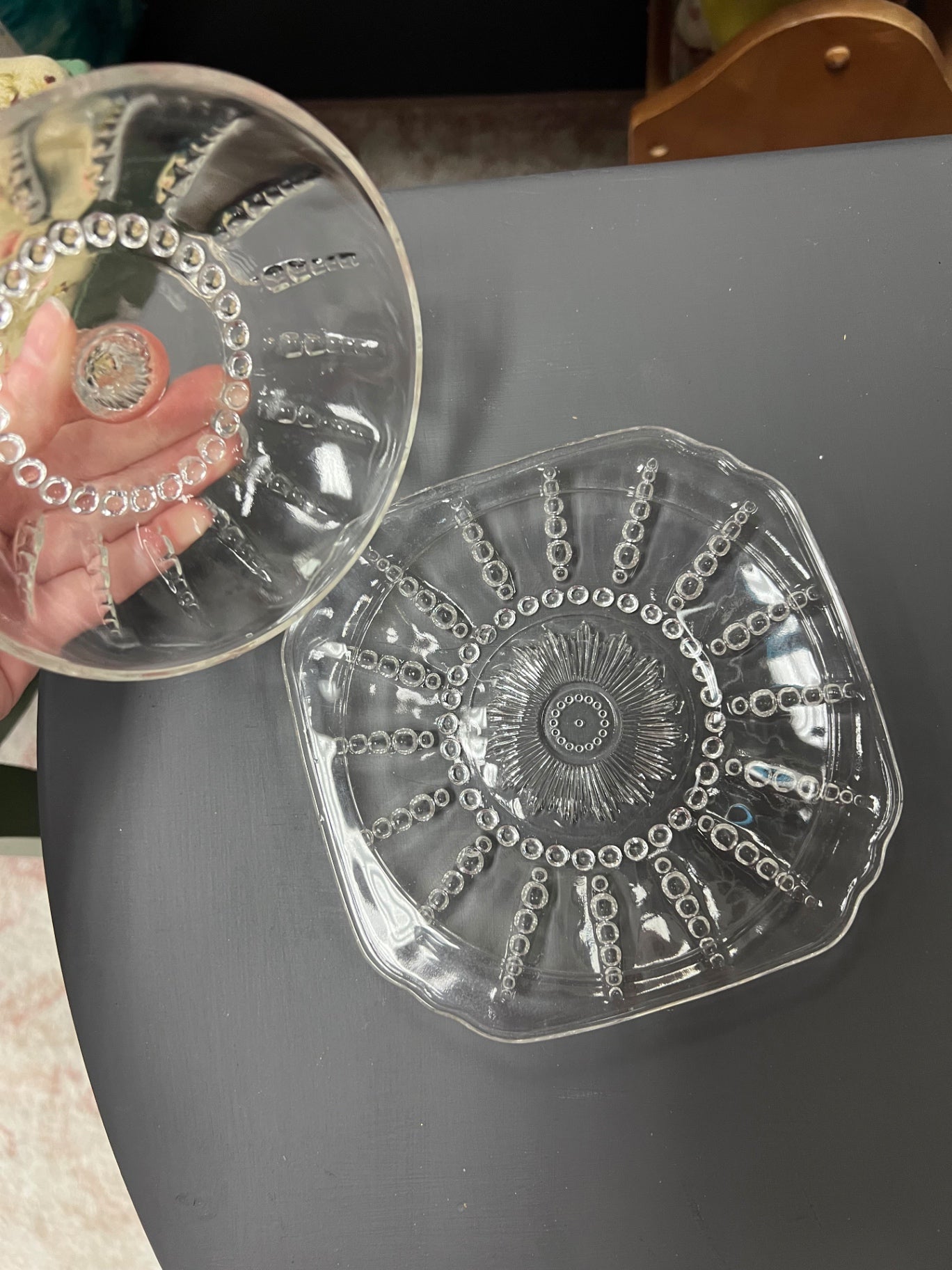 Vintage Crystal Glass Butter Dish