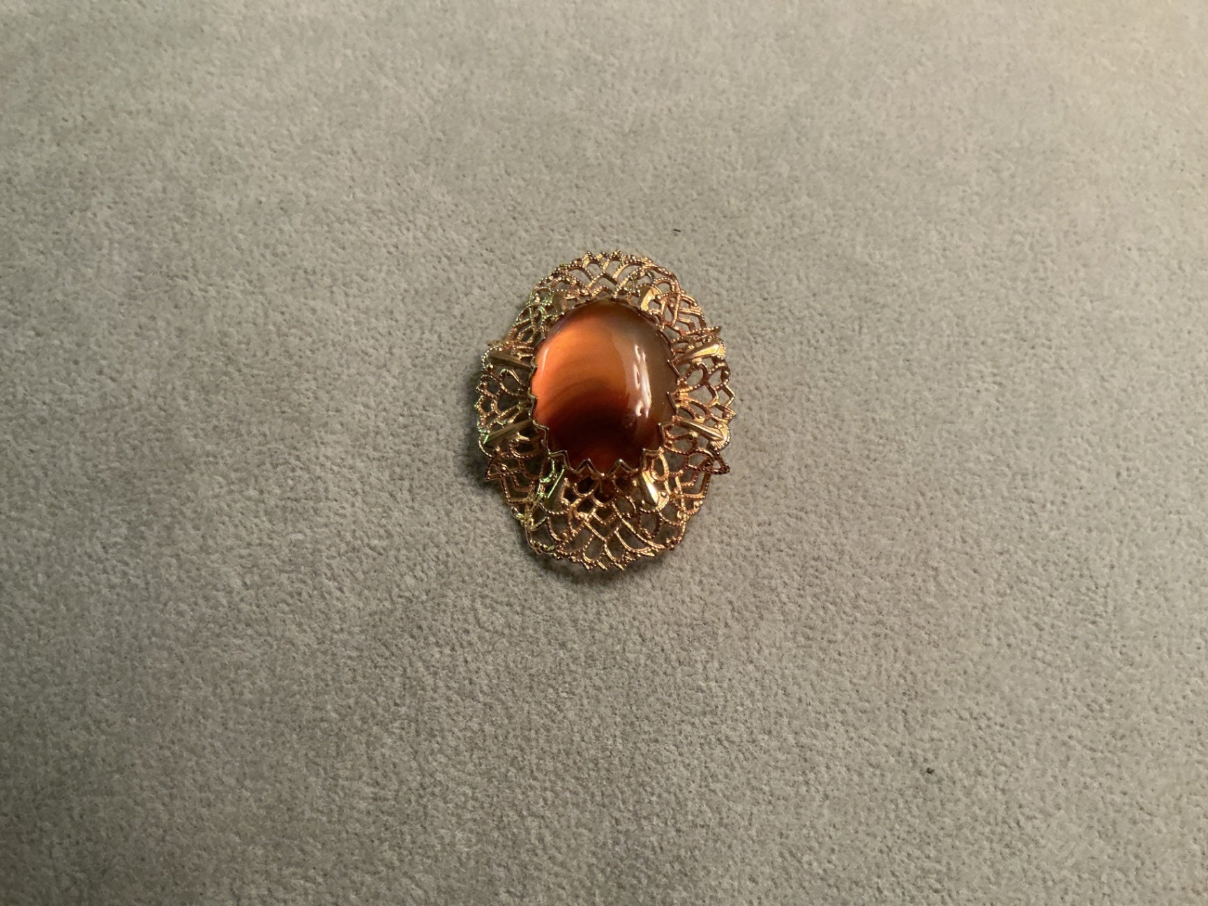 Filigree amber brooch