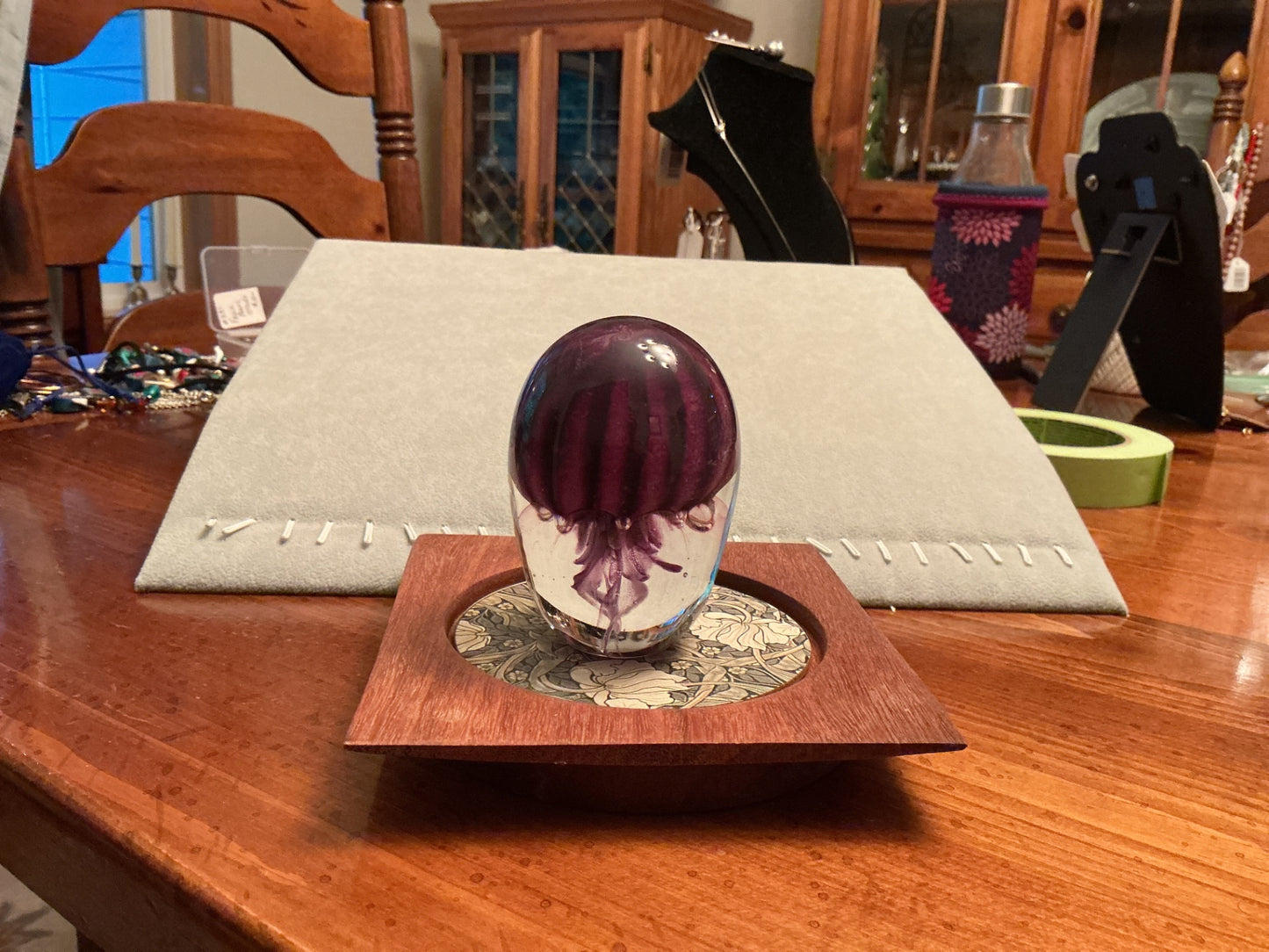 VTG purple glass jellyfish paperweight