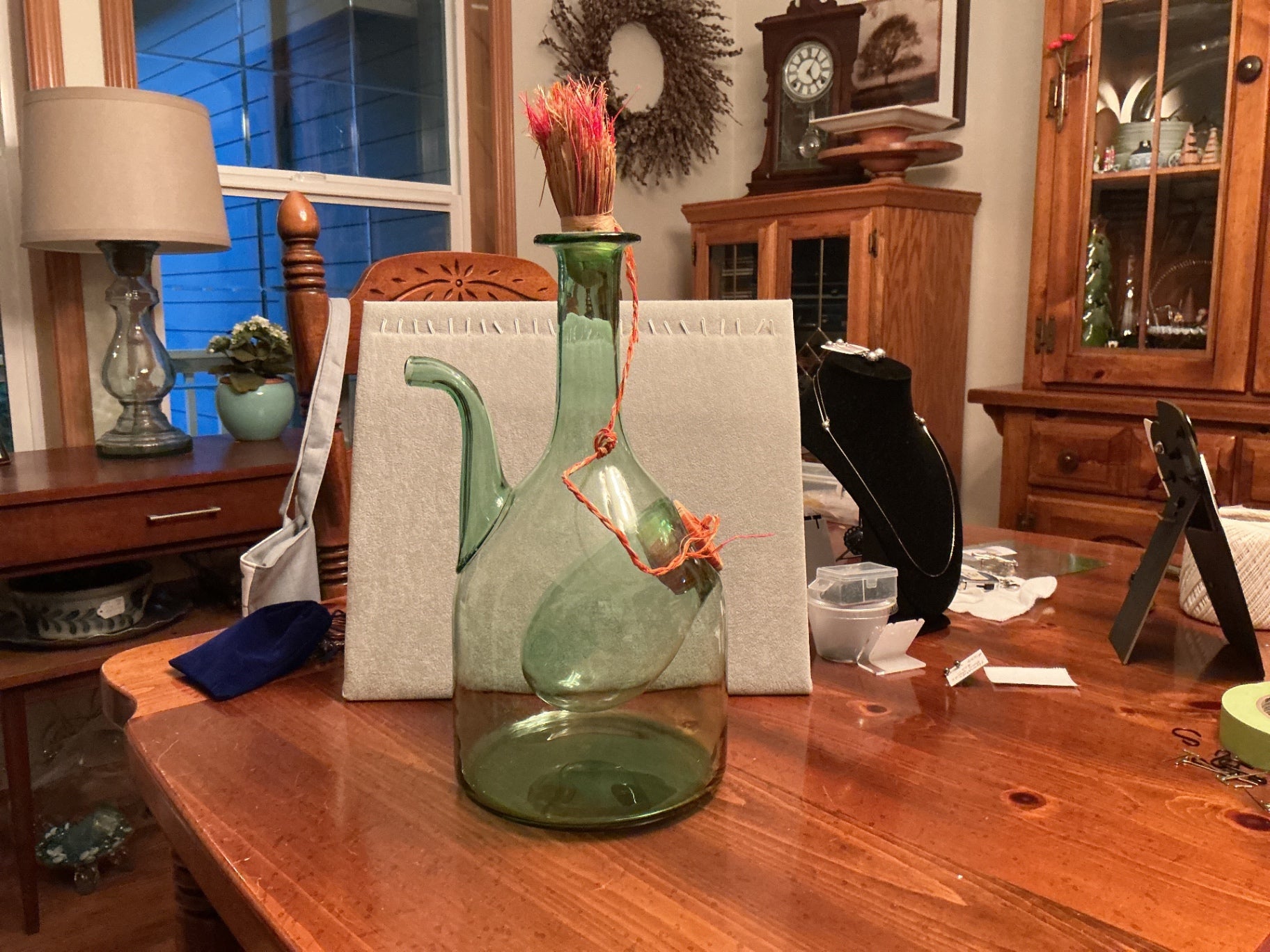 Italian green glass decanter