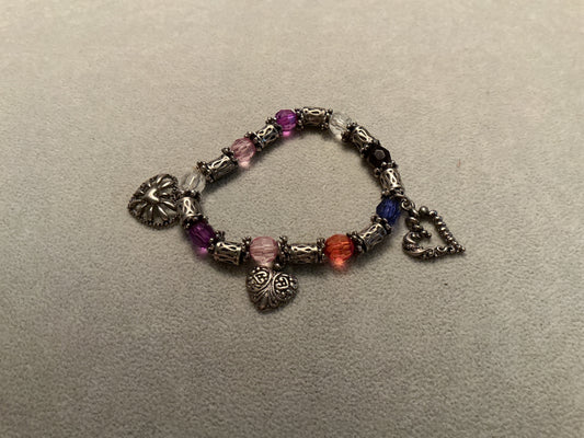 Crystal heart charm bracelet 