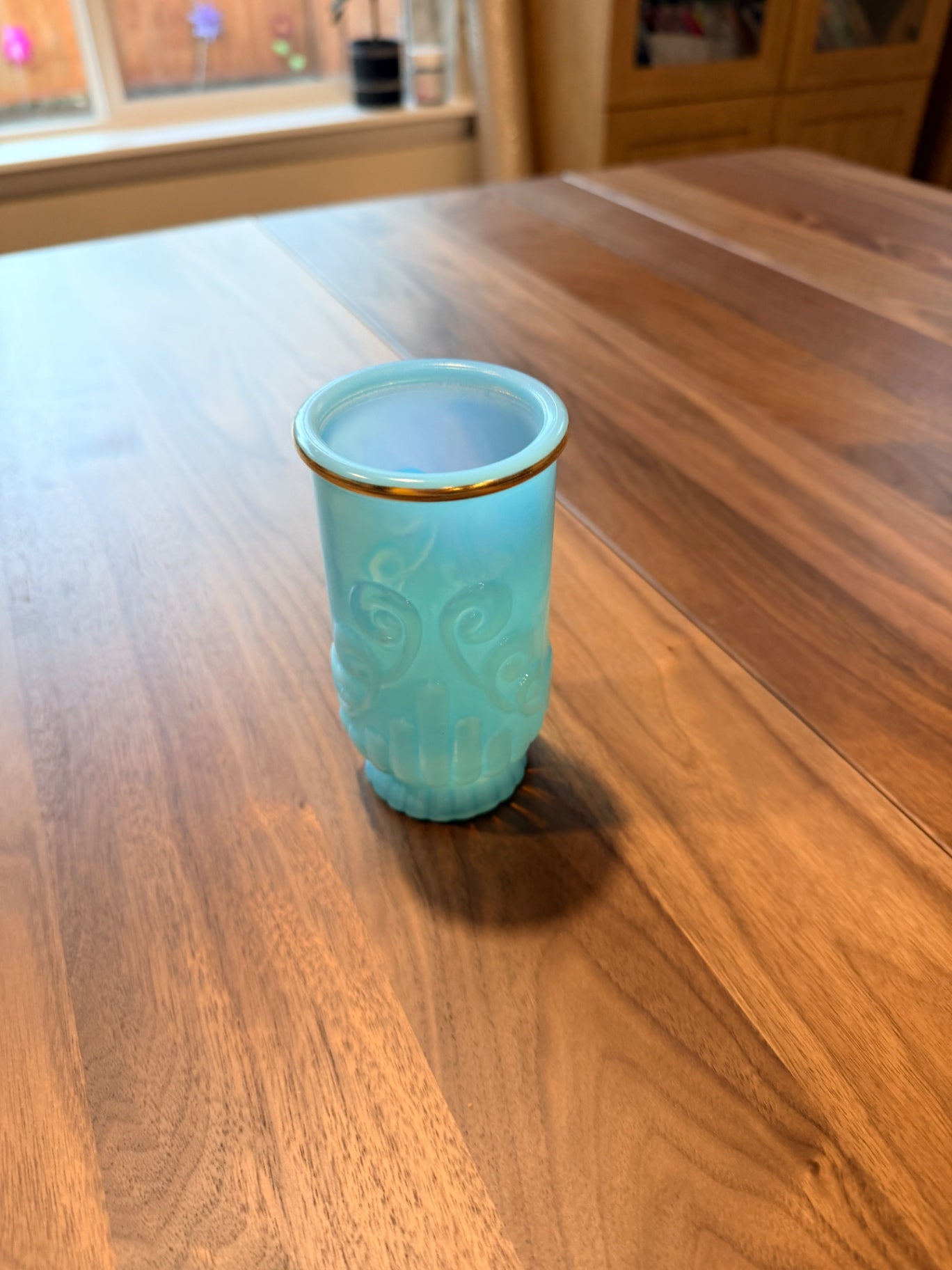 5" Avon "Windsong" Blue Milk Glass