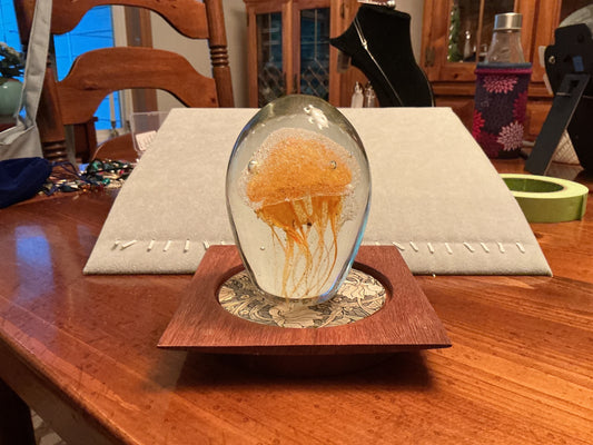 VTG yellow orange Jellyfish paperweight