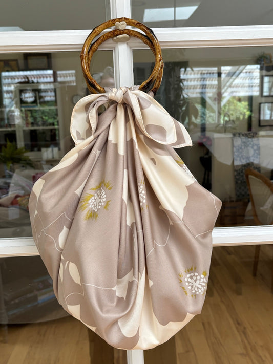 Boho Bag - Bamboo Handle, Beige