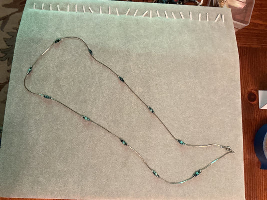 Vintage blue blue beaded silver-tone necklace