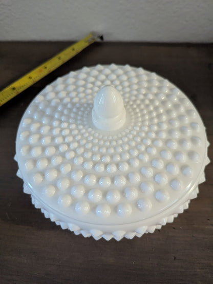 1950's Rare Fenton Milk Glass Hobnail Covered Dish