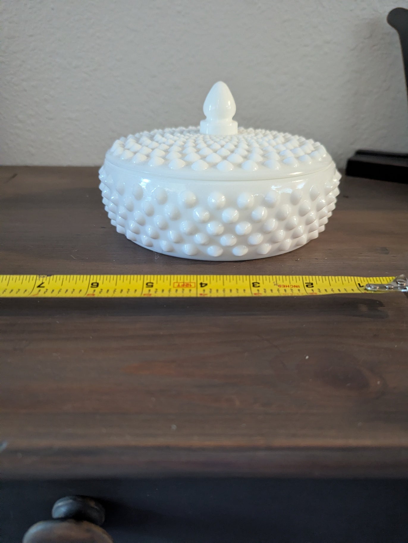1950's Rare Fenton Milk Glass Hobnail Covered Dish
