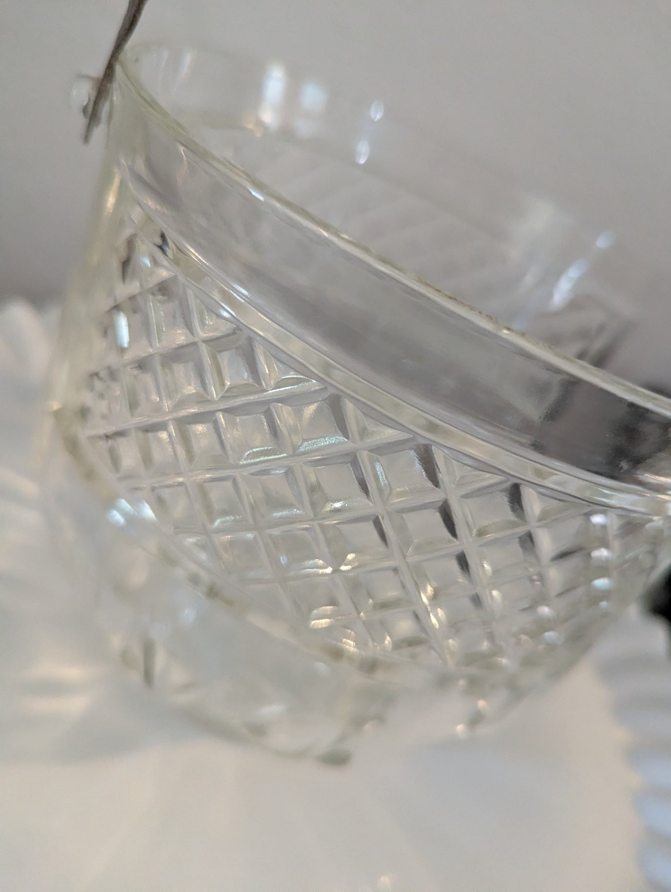 MCM diamond Point Glass Ice Bucket W/Vtg. Matches
