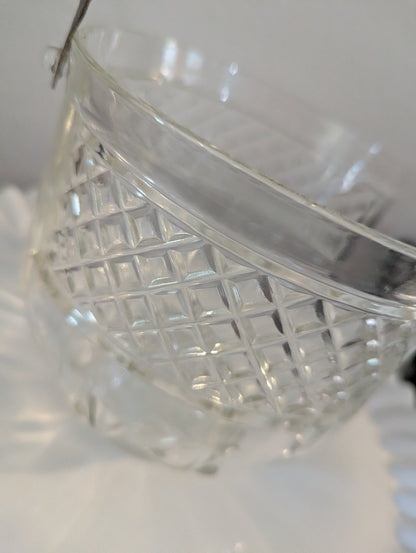 MCM diamond Point Glass Ice Bucket W/Vtg. Matches