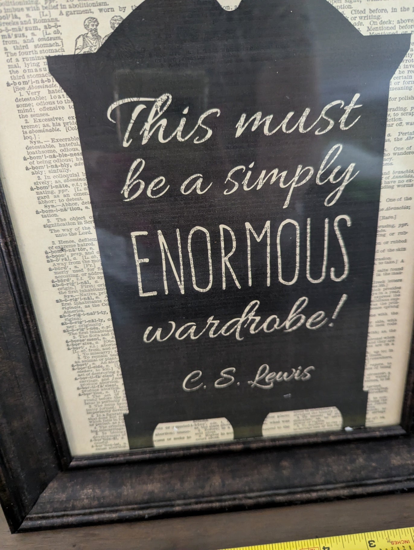 Dictionary Page Framed Art W/C.S. Lewis Wardrobe 