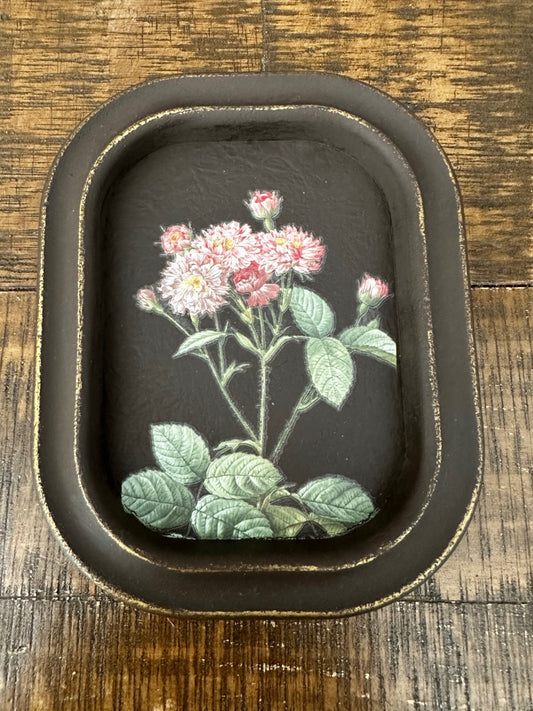 Small brown frame with pink flowers