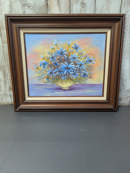 Vtg. Original Floral Framed Art.