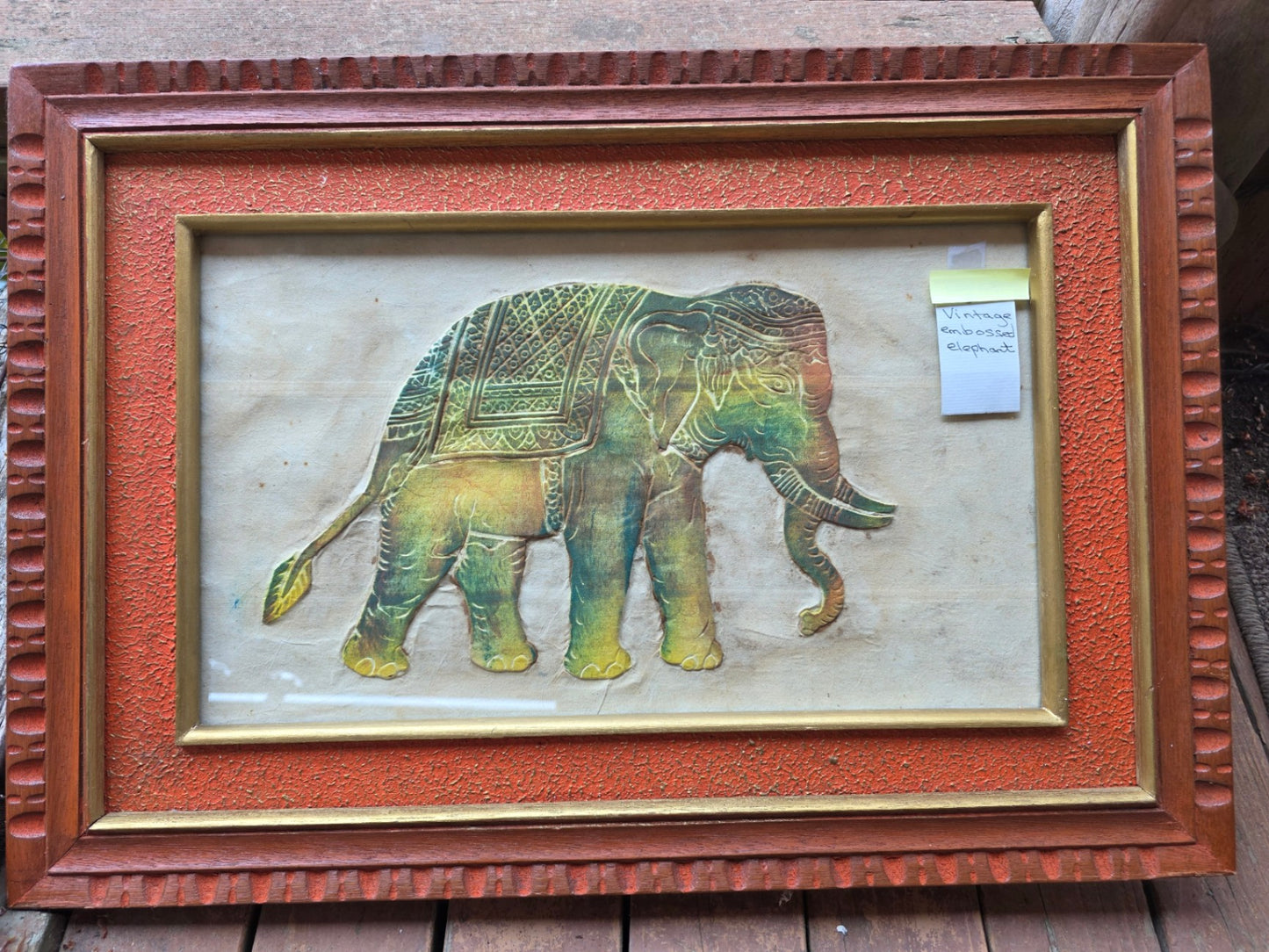 Artwork vintage embossed elephant.