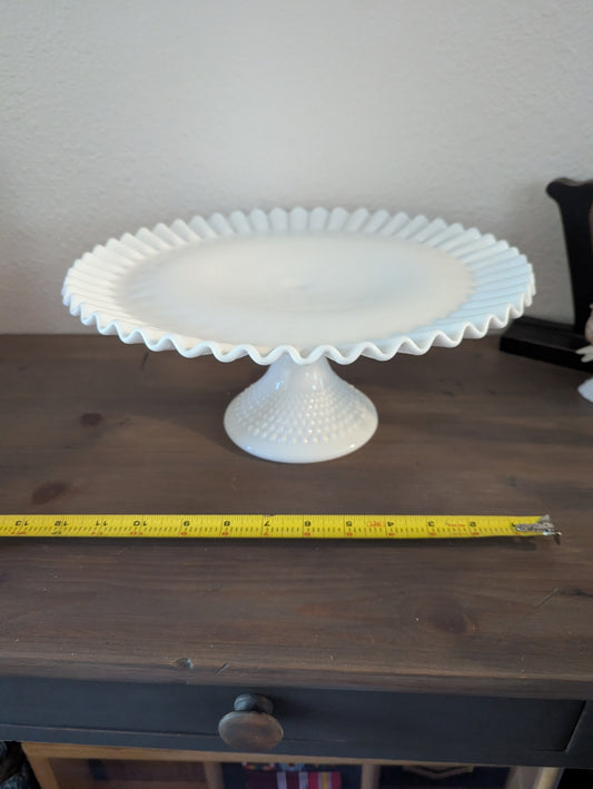 Stunning Fenton Milk Glass Cake Stand