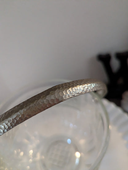 MCM diamond Point Glass Ice Bucket W/Vtg. Matches