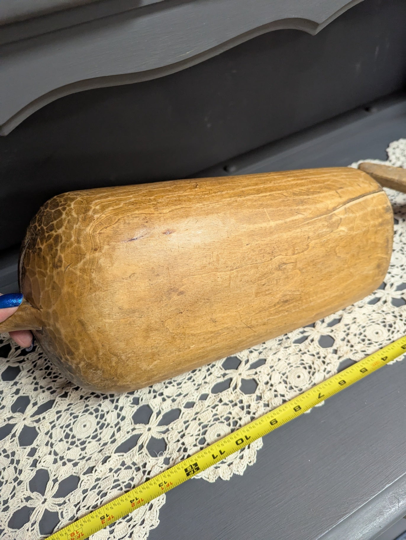 Ant. Primitive Wood Grain Scoop