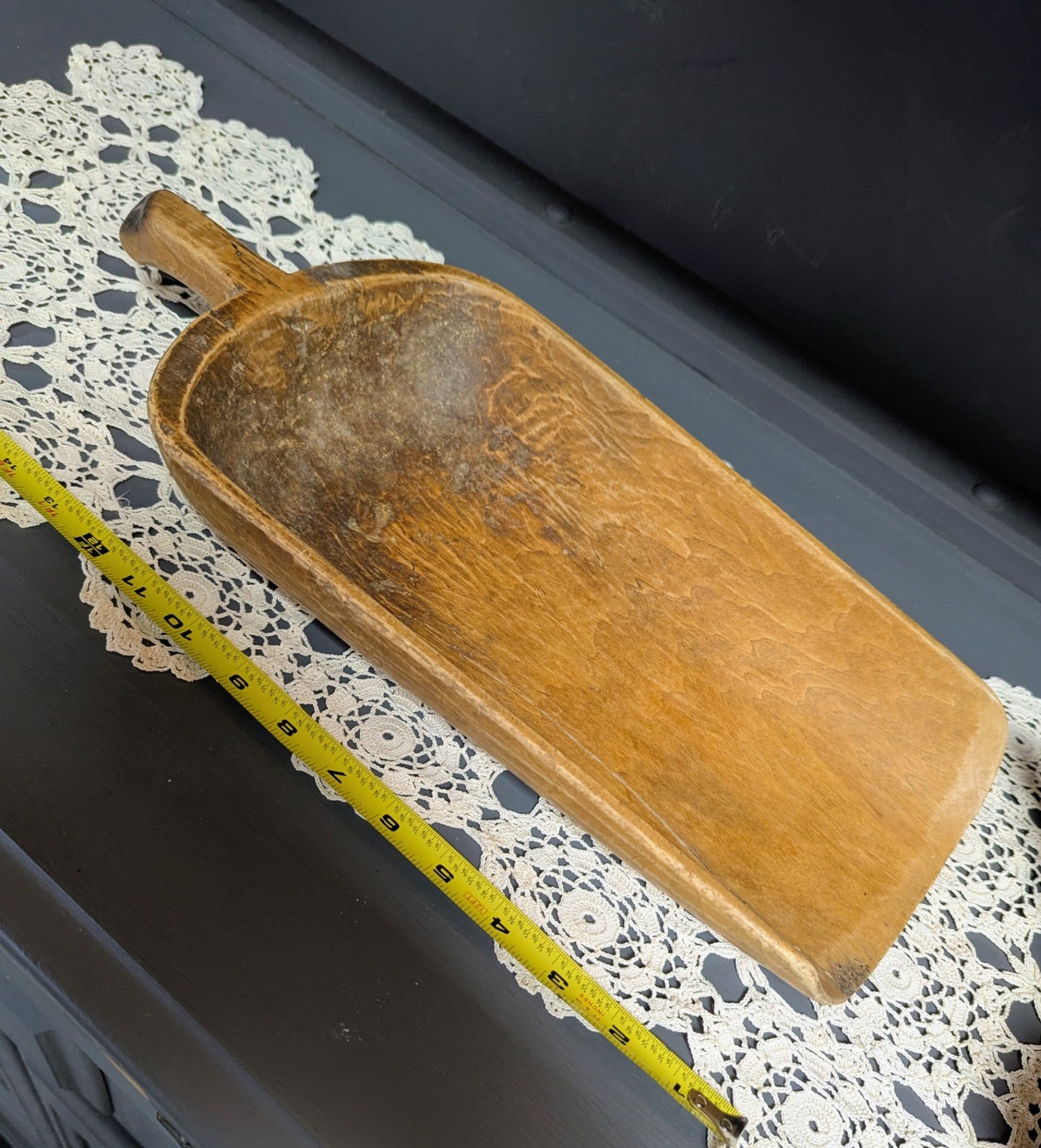 Ant. Primitive Wood Grain Scoop