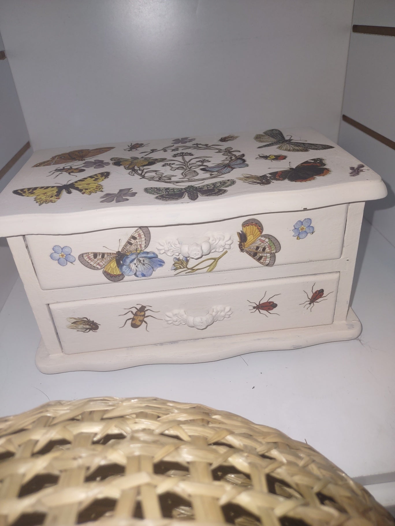 Jewelry box four drawer butterfly 
