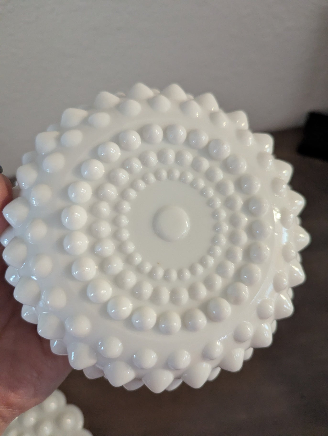 RARE Fenton Lg. Hobnail Milk Glass Covered Dish