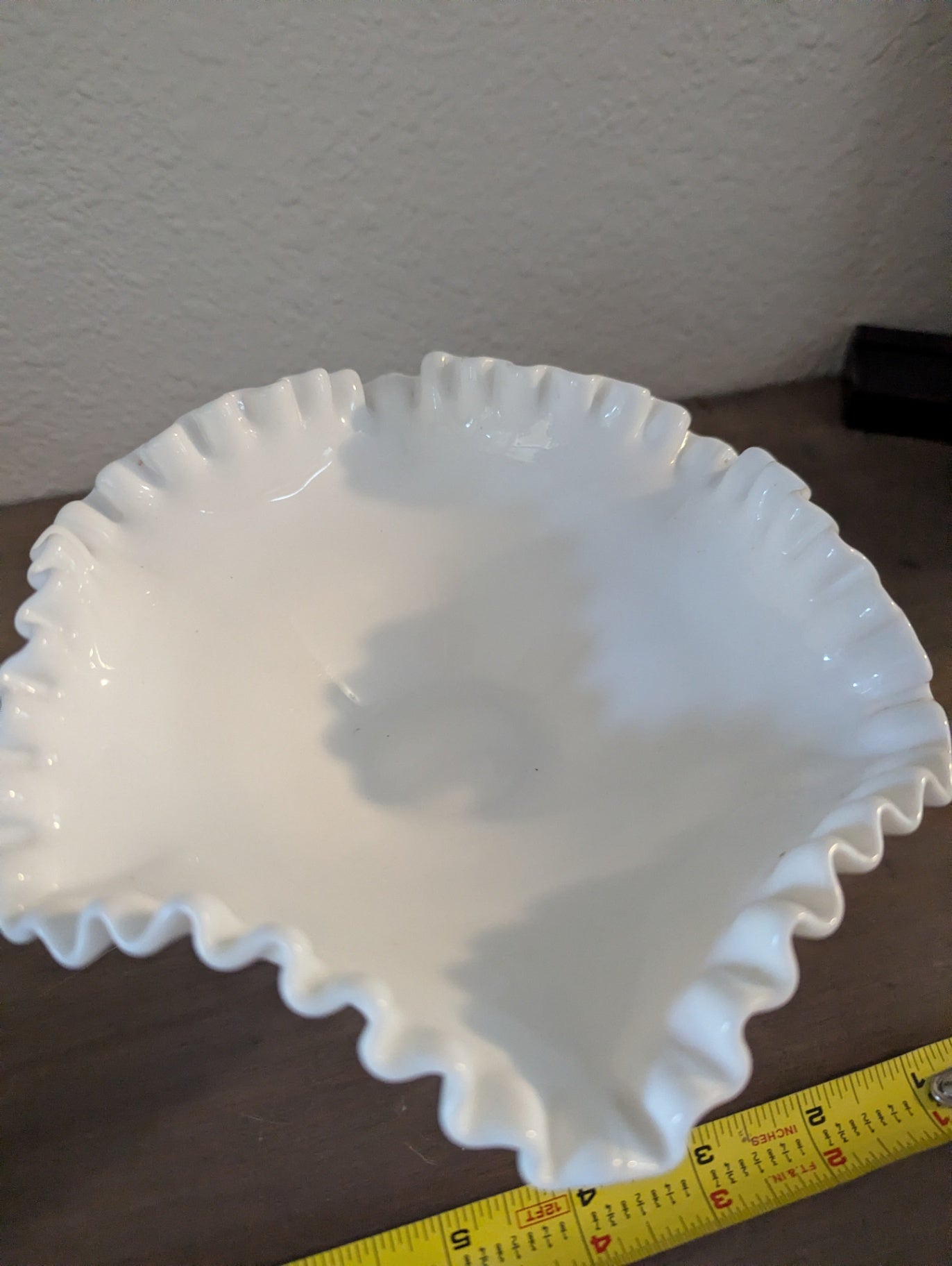 1950's Fenton Milk Glass Ruffled Bowl