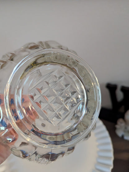 MCM diamond Point Glass Ice Bucket W/Vtg. Matches