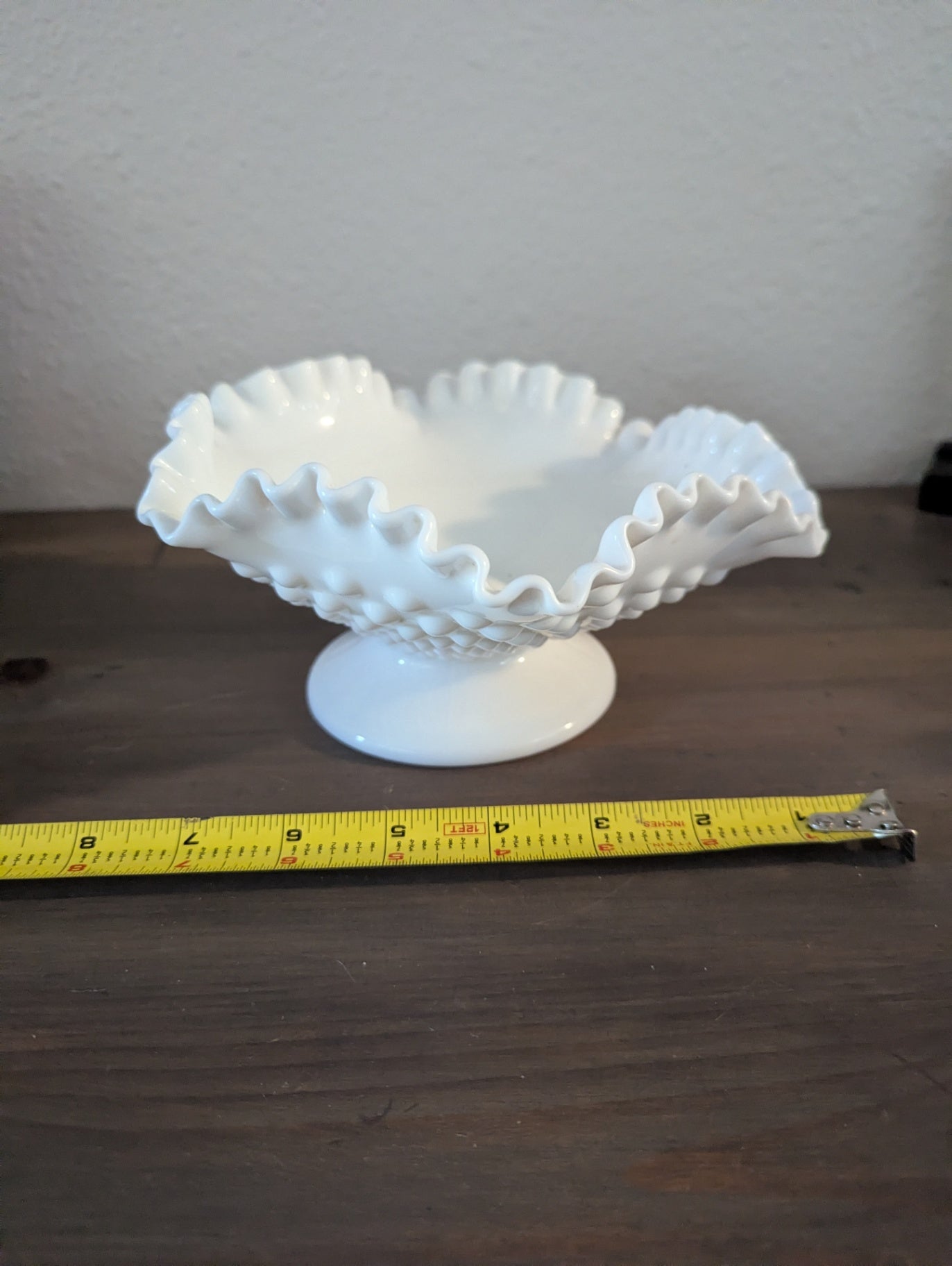 1950's Fenton Milk Glass Ruffled Bowl