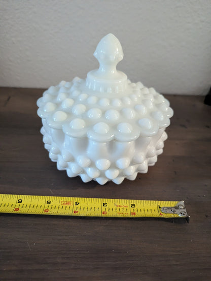 RARE Fenton Lg. Hobnail Milk Glass Covered Dish