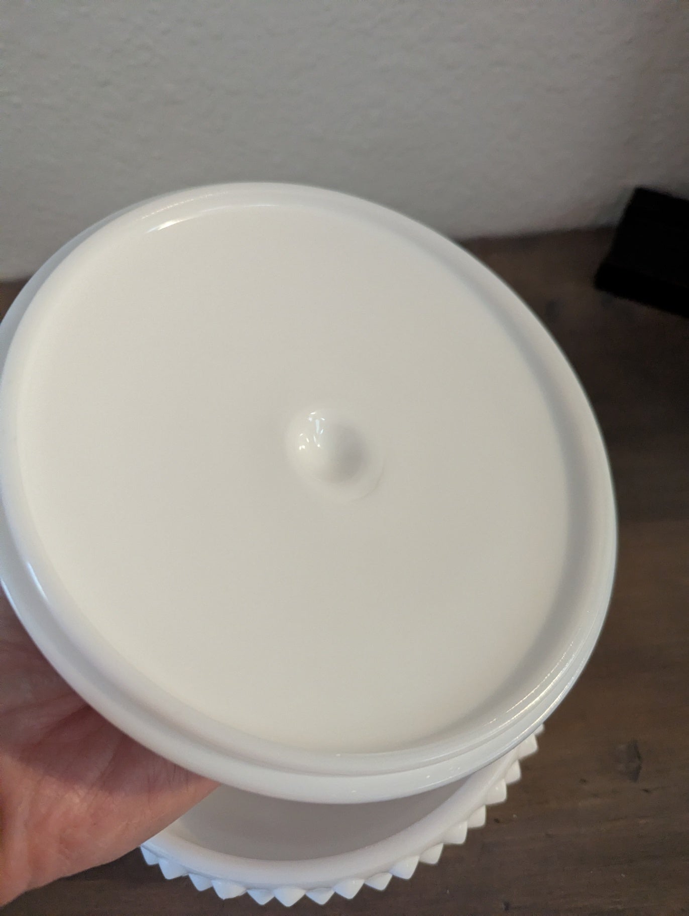 1950's Rare Fenton Milk Glass Hobnail Covered Dish