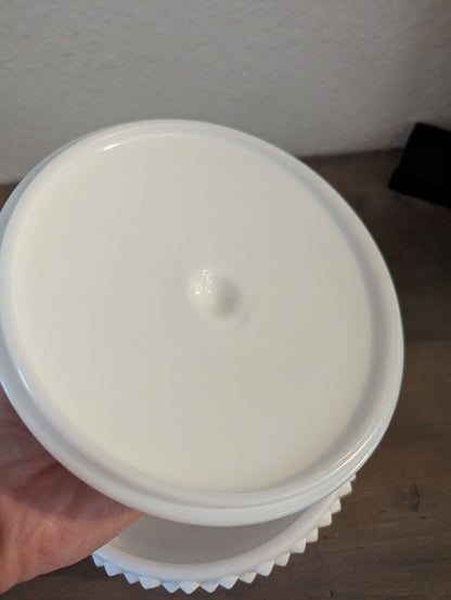 1950's Rare Fenton Milk Glass Hobnail Covered Dish