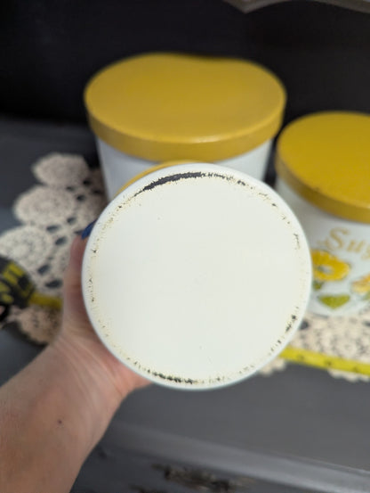 1960's Three Piece Tin Kitchen Canisters