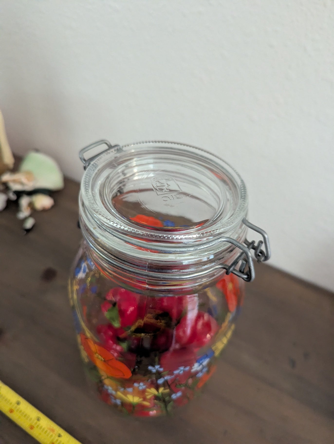 ARC France Glass Canister W/Wildflowers