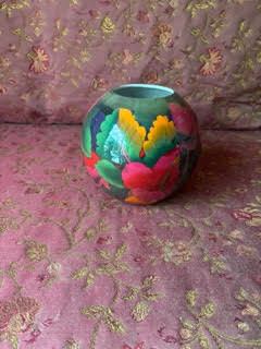 Round Glazed Painted Vase