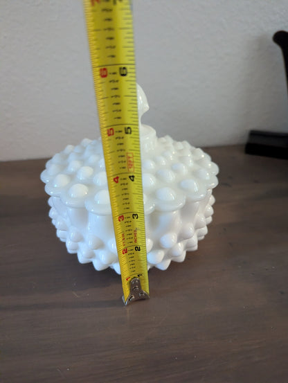 RARE Fenton Lg. Hobnail Milk Glass Covered Dish
