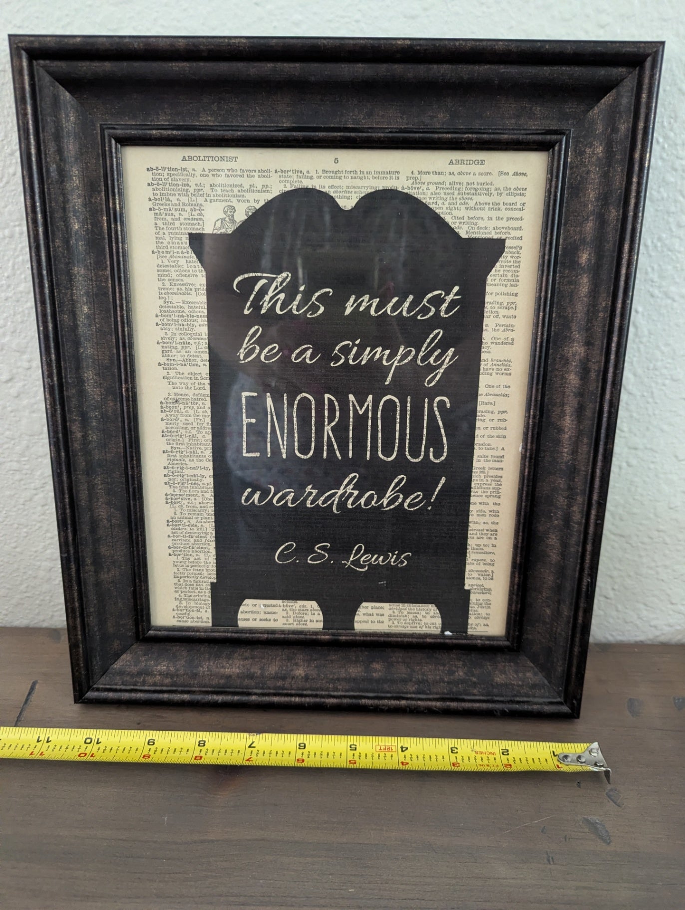 Dictionary Page Framed Art W/C.S. Lewis Wardrobe 