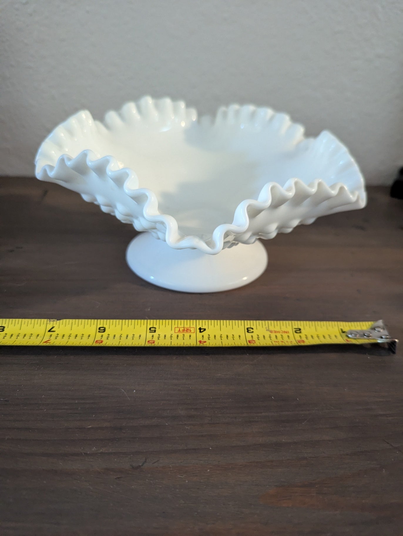 1950's Fenton Milk Glass Ruffled Bowl
