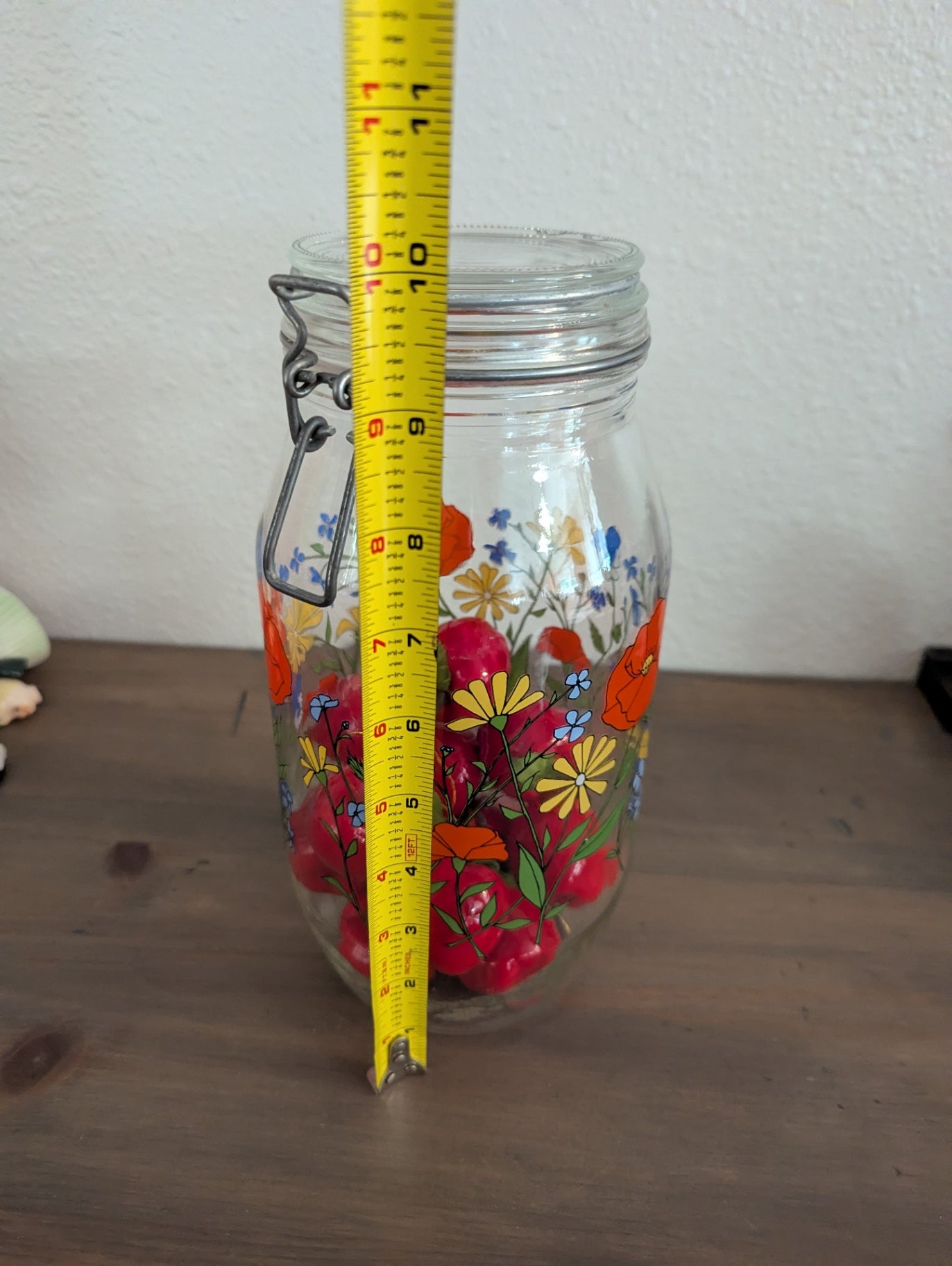 ARC France Glass Canister W/Wildflowers