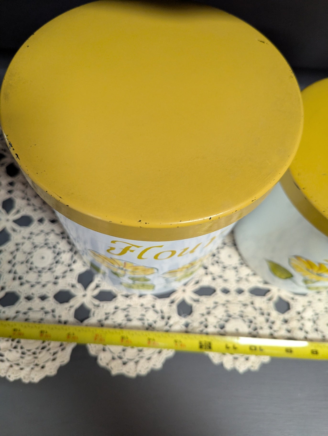 1960's Three Piece Tin Kitchen Canisters
