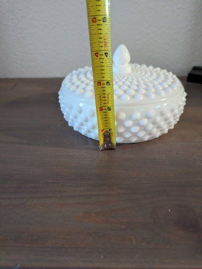 1950's Rare Fenton Milk Glass Hobnail Covered Dish