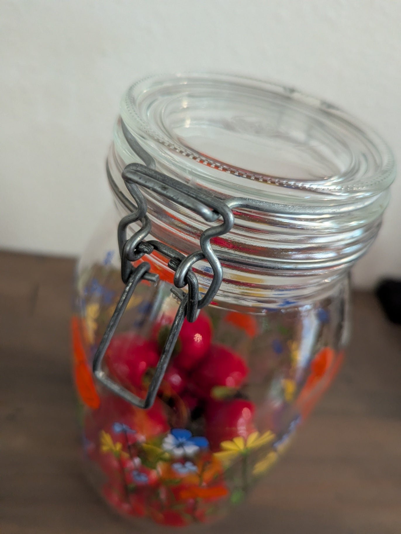 ARC France Glass Canister W/Wildflowers