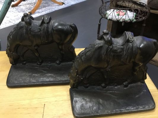 Vintage, heavy metal horse bookends