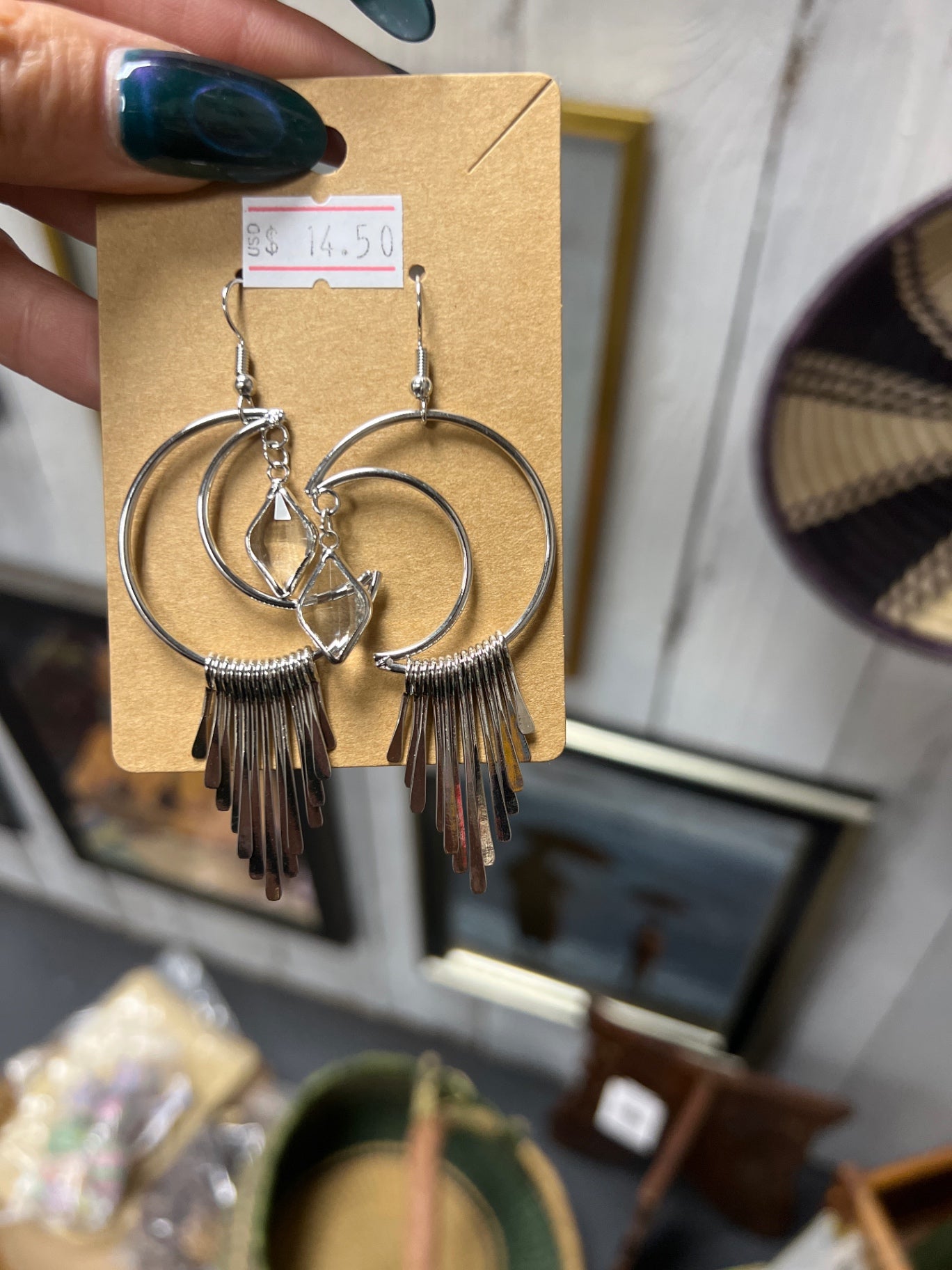 Jewelry silver moon earrings 