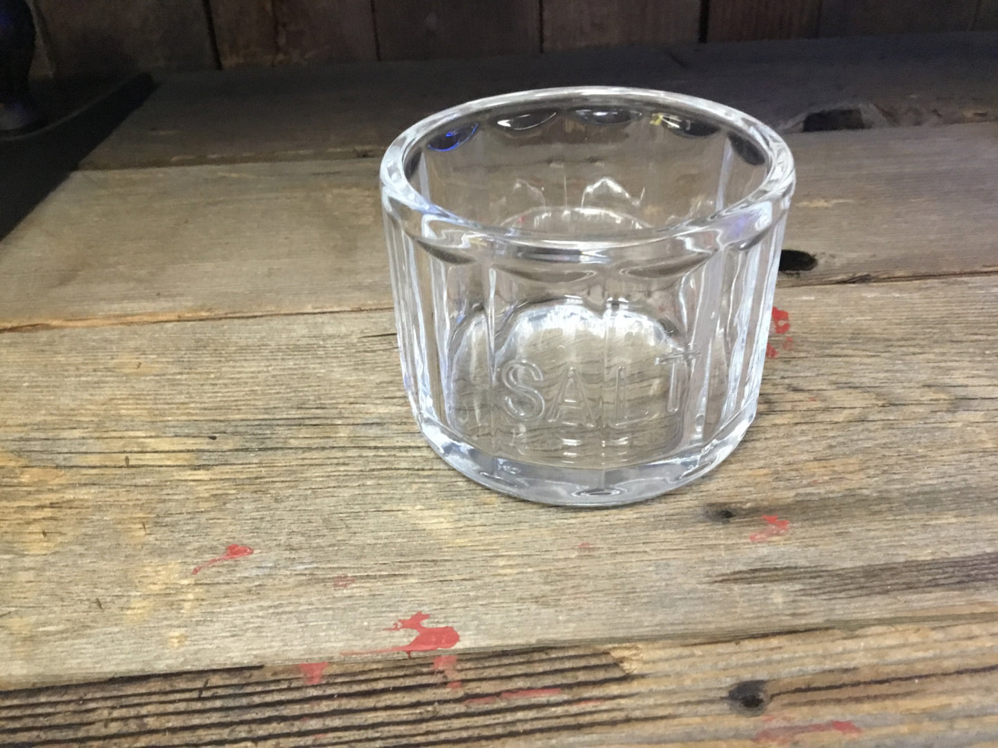 Large clear glass salt cellar