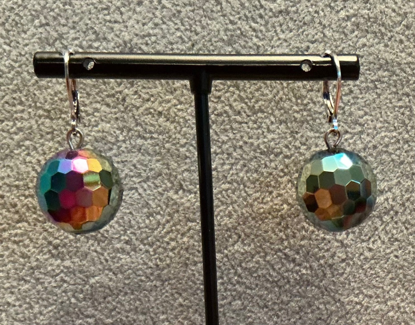 Iridescent faceted hematite dangles