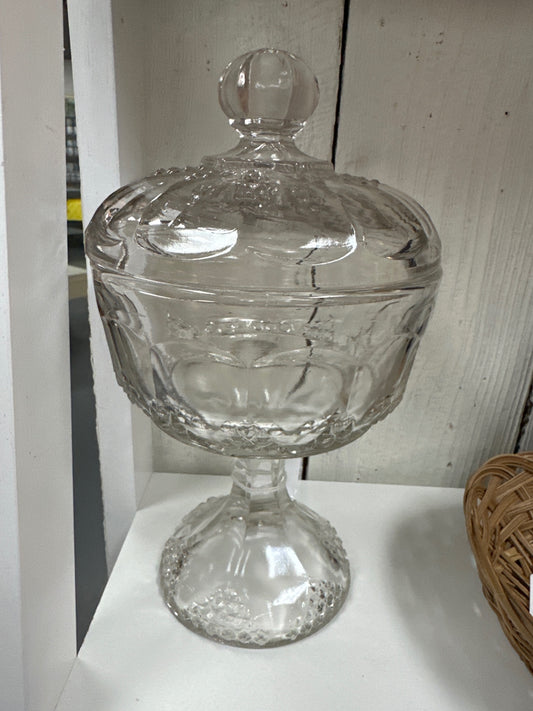 Pressed glass covered candy dish 
