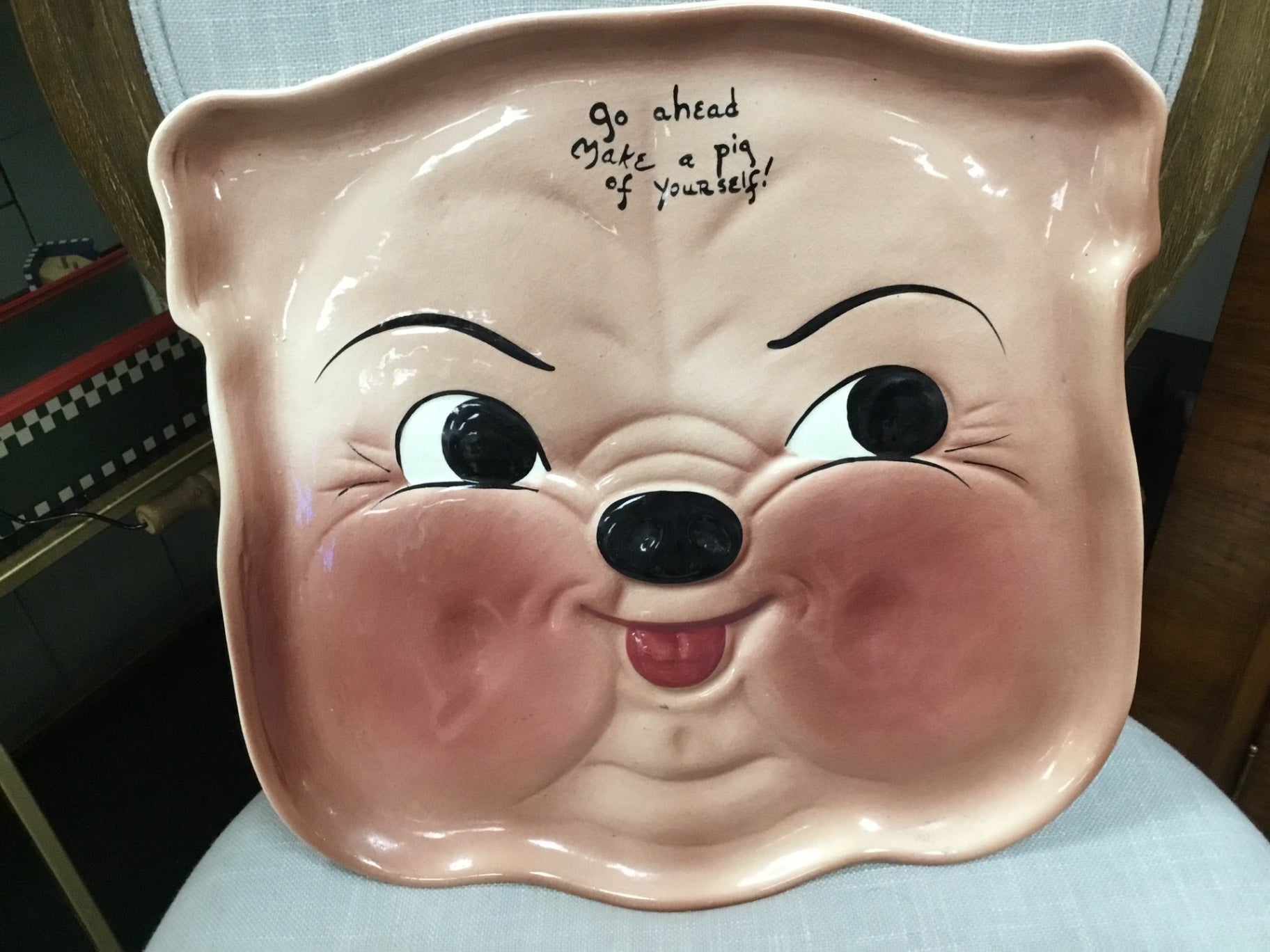 Vintage, DeForest,”Make a Pig of Yourself” 13” platter