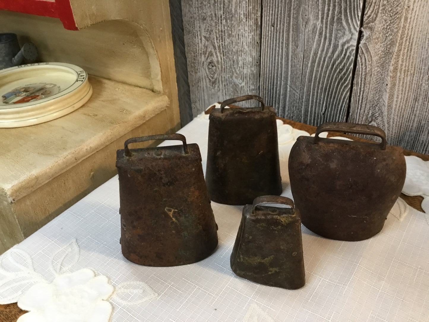 Set of 4) antique cow bells