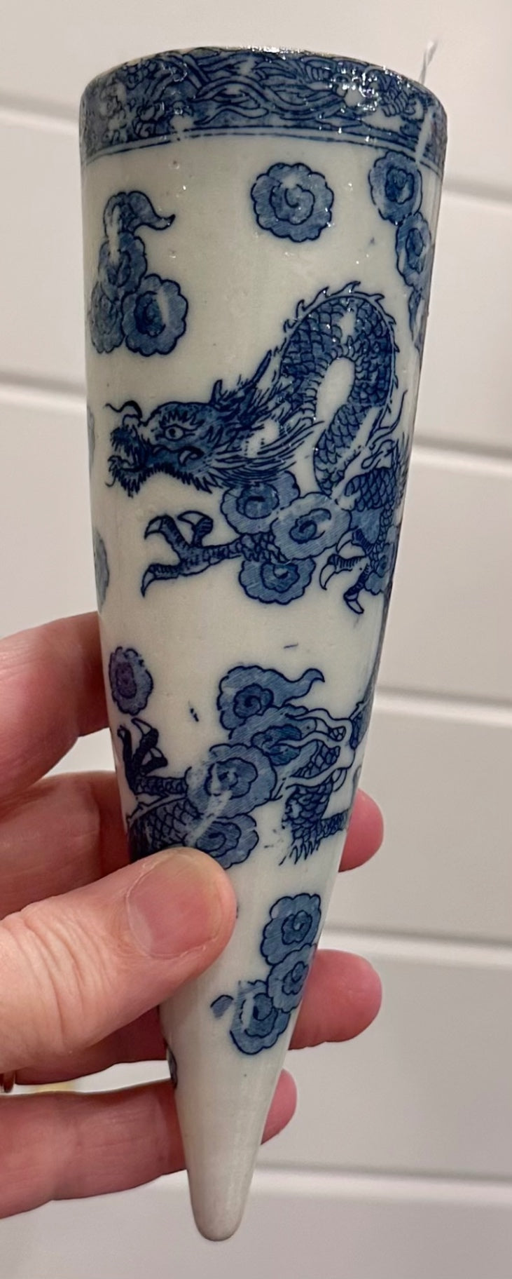 Vintage Chinese conical wall pocket vase