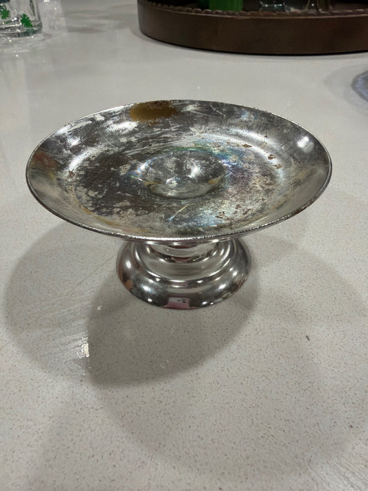 2.5" Metal Silver-Colored Pedestal Dish