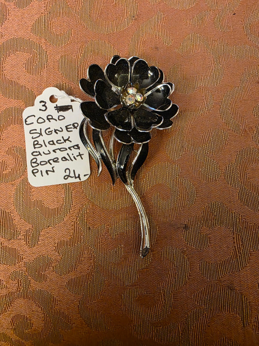 Jewelry. CORO BLACK BOREALIS PIN